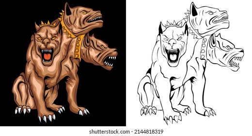 cerberus vector illustration in detailed style svg