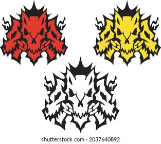 cerberus vector logo, three headed dog vector logo variations three colour