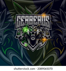 Cerberus Wolf Esport logo design template svg