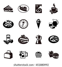 Cereal black isolated icon set meals that people mostly cook and eat for breakfast vector illustration