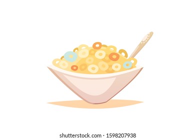 Cereal bowl of corn flakes Vector Illustration isolated on white Background