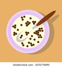 Cereal bowl illustration. Vector.