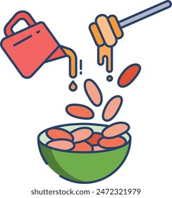 cereal bowl linear color vector illustration