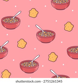 Cereal Bowl Pattern vector design for print on textile, wrapping, backdrop and other uses