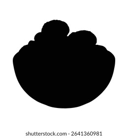 Cereal bowl silhouette golden rings piled high isolated on white background