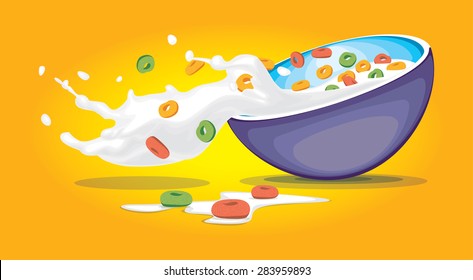 Cereal Bowl With Splash Of Milk And Cereals Meal Liquid Yogurt Tasty Food