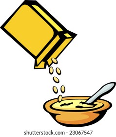 cereal box and bowl