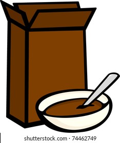 cereal box and bowl
