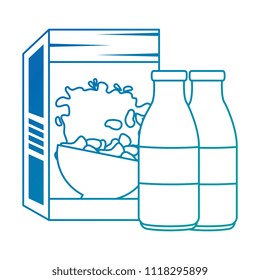 cereal box with milk bottles