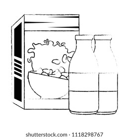 cereal box with milk bottles