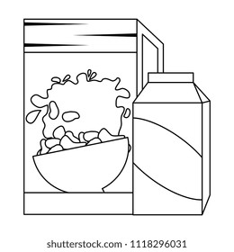 cereal box with milk packing