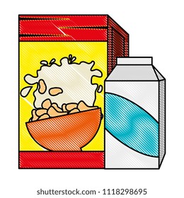 cereal box with milk packing
