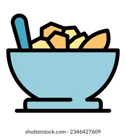 Cereal breakfast icon outline vector. Milk bowl. Corn box color flat