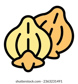 Vector de contorno del icono del alforfón de cereales. Planta de flores. Color orgánico natural
