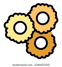 Cereal circles icon outline vector. Bowl breakfast. Flakes food color flat
