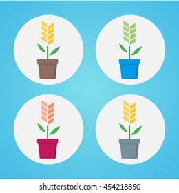 Cereal in colored pots.