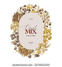 Cereal crop seeds vector label
