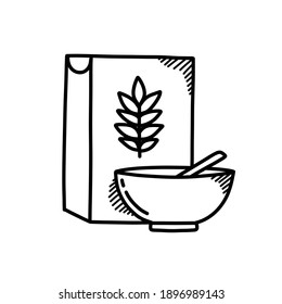 icono del doodle de cereales, ilustración vectorial