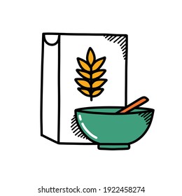 Cereal Doodle Icon, Vector Illustration