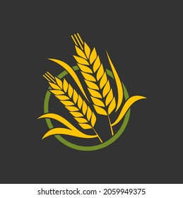 Cereal ear spike, wheat or barley and rice millet stalk vector bakery icon. Bread and grain food sign of farm agriculture, wheat spikelet or barley millet bunch, natural and organic bio product emblem