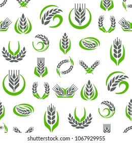 Cereal ears and grains agriculture industry seamless pattern background design vector food illustration organic natural symbol