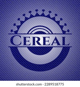 Emblema de cereales con textura de jean. Ilustración vectorial. Detallado. 