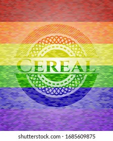 Cereal emblem on mosaic background with the colors of the LGBT flag