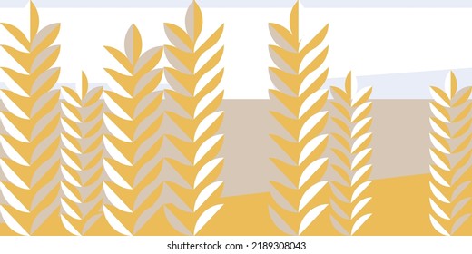 Cereal field banner in minimalist style. Summer harvest plantation illustration in simple geometric shapes. bauhaus background