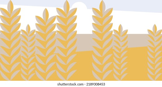 Cereal field banner in minimalist style. Summer harvest plantation illustration in simple geometric shapes. bauhaus background