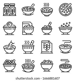 Cereal flakes icons set. Outline set of cereal flakes vector icons for web design isolated on white background