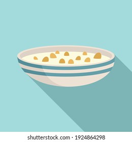 Cereal flakes with milk icon. Flat illustration of cereal flakes with milk vector icon for web design