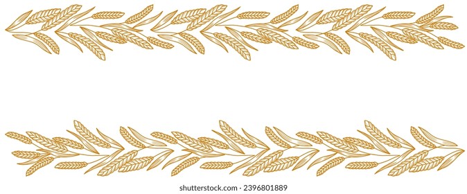 Cereal frame. Wheat ears. Hand drawn vector sketch. Place for text. Copy space.