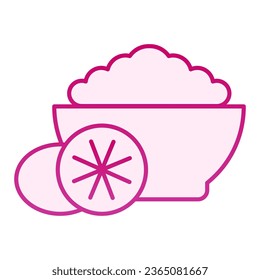 Cereal with fruit gift flat icon. Breakfast pink icons in trendy flat style. Healthy food gradient style design, designed for web and app. Eps 10