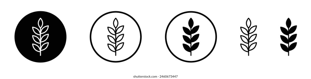 Cereal Grain Icon Set. Oats and Wheat Vector Symbol, Fiber-rich Cereal Emblem.