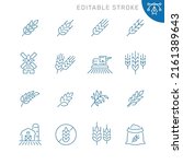 Cereal grain related icons. Editable stroke. Thin vector icon set