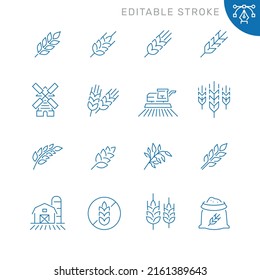 Cereal grain related icons. Editable stroke. Thin vector icon set