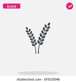 Cereal Grain Vector Icon Isolated On White Background. Wheat Or Oats Sheaf Illustration.