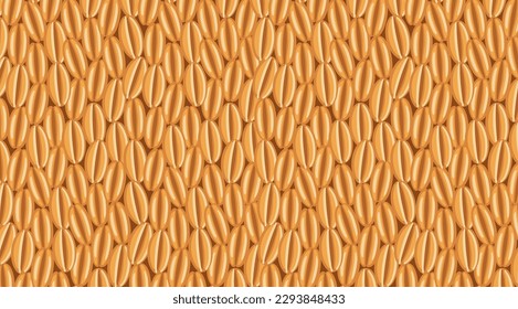 Cereal grains pattern background. Wheat, rye or barley. Wrapping paper for bread. Vector illustration.