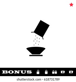 Cereal icon flat. Black pictogram on white background. Vector illustration symbol and bonus button open and closed lock, folder, star