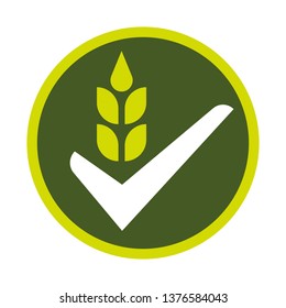 The cereal icon flat design illustration. Simple logo or accepted sign. Free gluten 100% natural sign. Useful for food industry. 