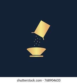 Cereal icon flat. Simple gold pictogram on dark background. Vector illustration symbol