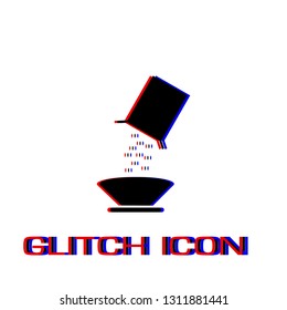 Cereal icon flat. Simple pictogram - Glitch effect. Vector illustration symbol