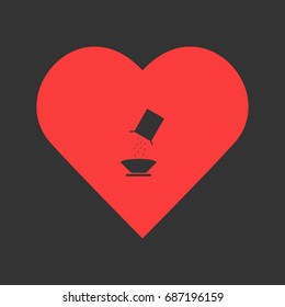 Cereal icon flat. Simple pictogram on heart background. Vector illustration symbol