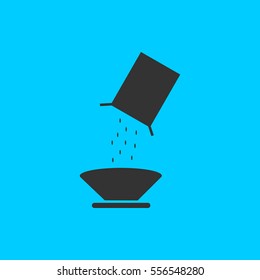 Cereal icon flat. Simple vector black pictogram on blue background