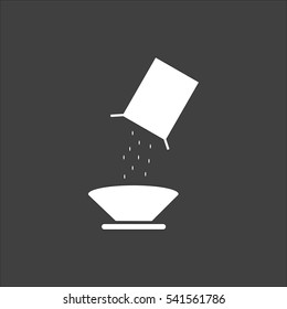 Cereal icon flat. Vector white illustration isolated on black background. Flat symbol