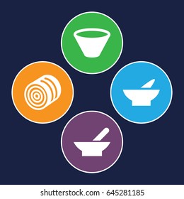 Cereal icons set. set of 4 cereal filled icons such as bowl