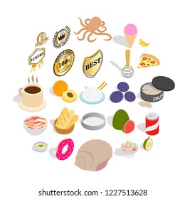 Cereal icons set. Isometric set of 25 cereal vector icons for web isolated on white background