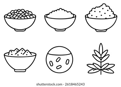 arte de linha de cereais representando manhã refeição essentials.eps
