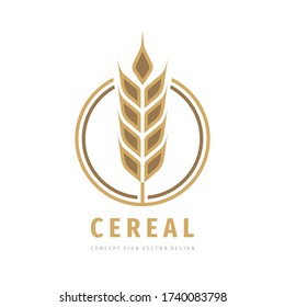 Ilustración creativa del logotipo de cereales. Señal orgánica del oído de trigo. Símbolo de ecología. Bionaturaleza insignia. Concepto de agricultura. Elemento de diseño. Icono del vector. 