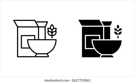 Cereal meal line icons set. warm healthy wheat food. Pictogram for oatmeal breakfast porridge. vector illustration on white background